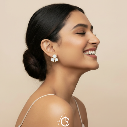 Shell Triangle Earrings Gold Tone