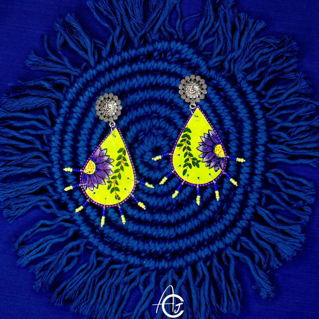 Statement Earrings, Handpainted : Handmade