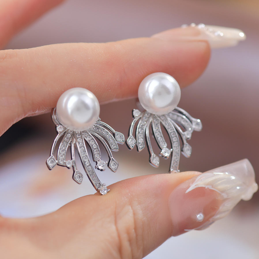 Pearl Bling Statement Earrings