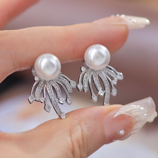 Pearl Bling Statement Earrings