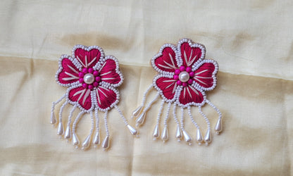 Priyam Embroidered Necklace Set (Rani), Haldi Jewellery : Handmade