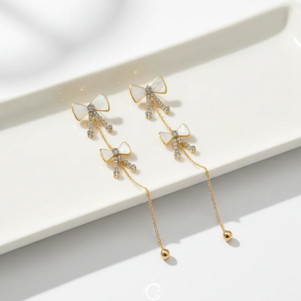 Bow Drop Bling Earrings