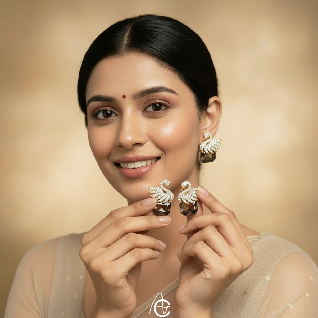 Bling Drop Black Studs Earrings