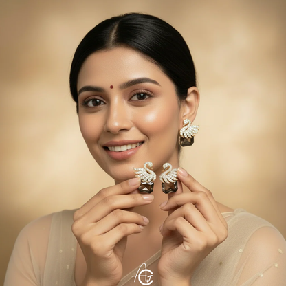 Bling Drop Black Studs Earrings