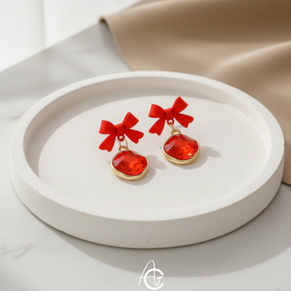 Bling Red Bow Earrings