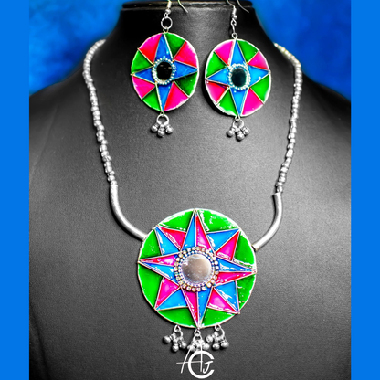 Statement  Necklace Set, Handpainted : Handmade