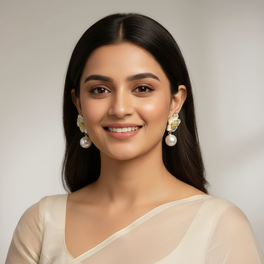 Pearl and Flower Earrings