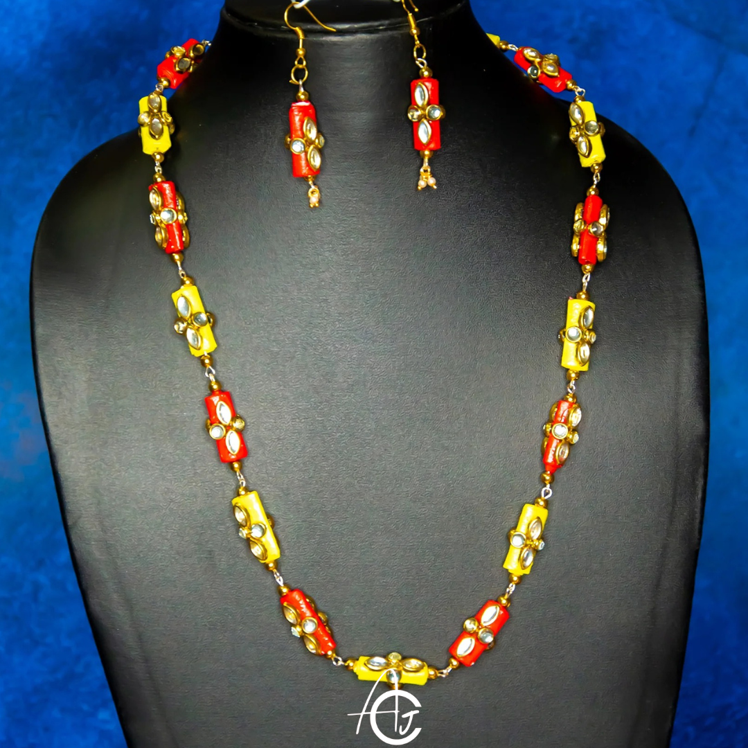 Beads Statement Necklace Set : Handmade