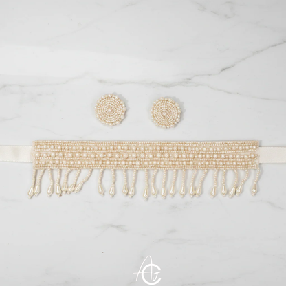 Beads Embroidered Necklace Set : Handmade