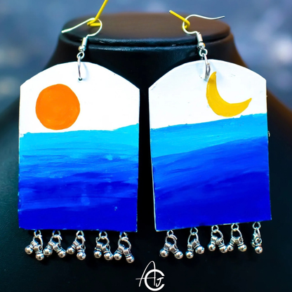 Satement Earrings, Handpainted : Handmade