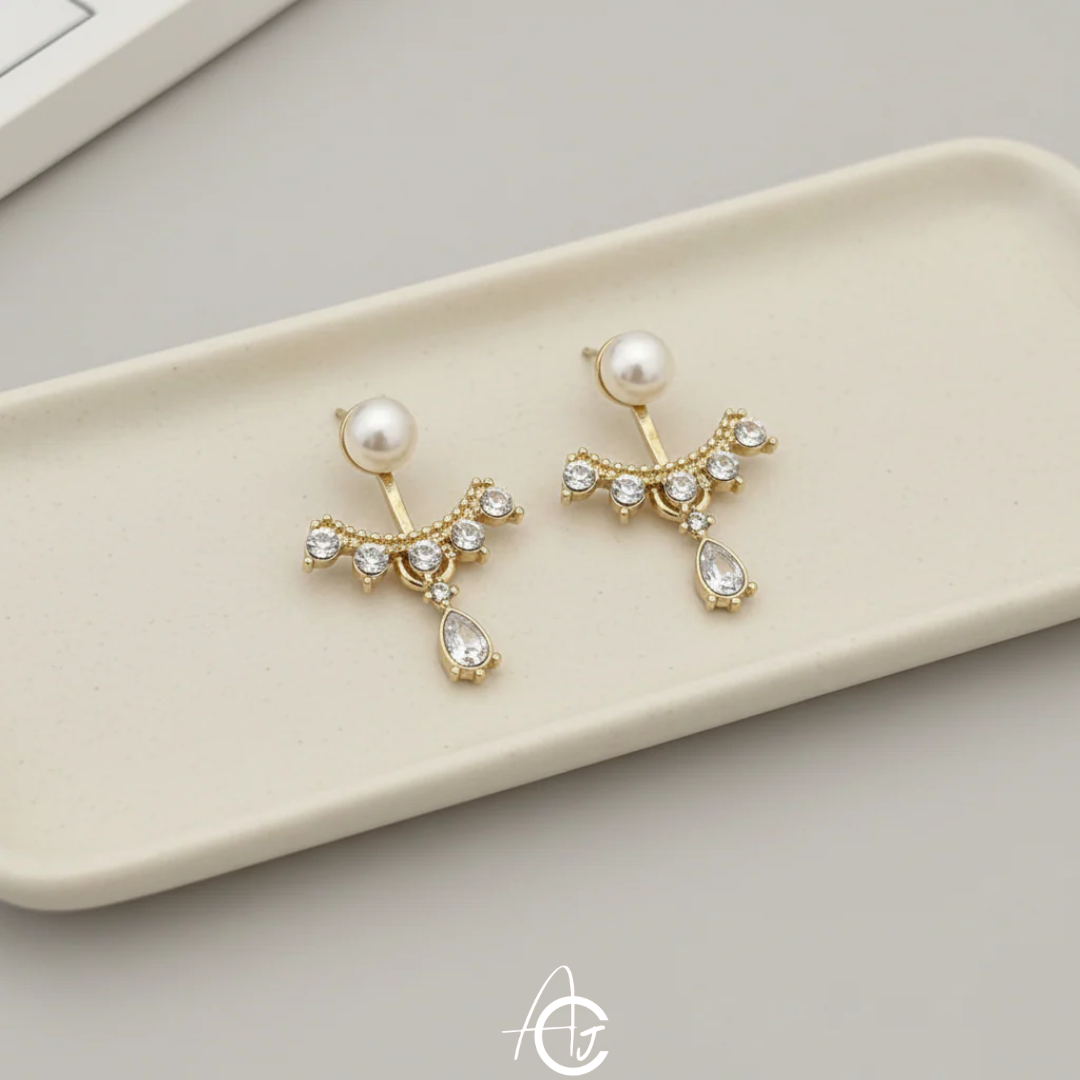 Pearl Bling Statement Earrings