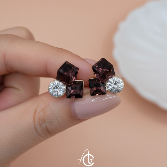 Bling Prism Brown Earrings