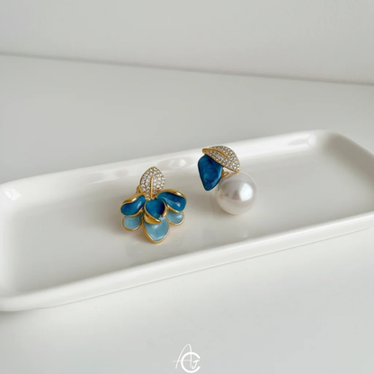 Flower And Bud Mismatch Earrings