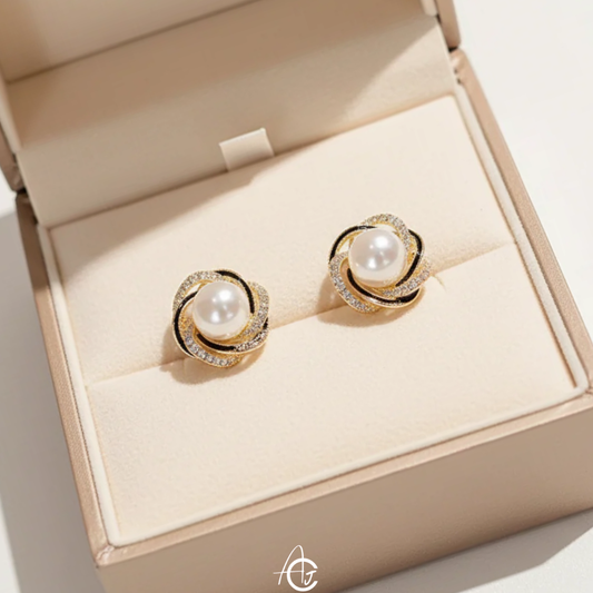 Bling Pearl Enamel Earrings