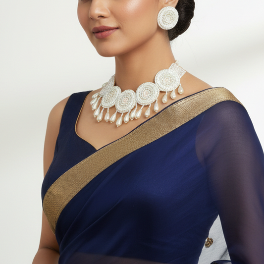 Beads Embroidered Necklace Set  : Handmade