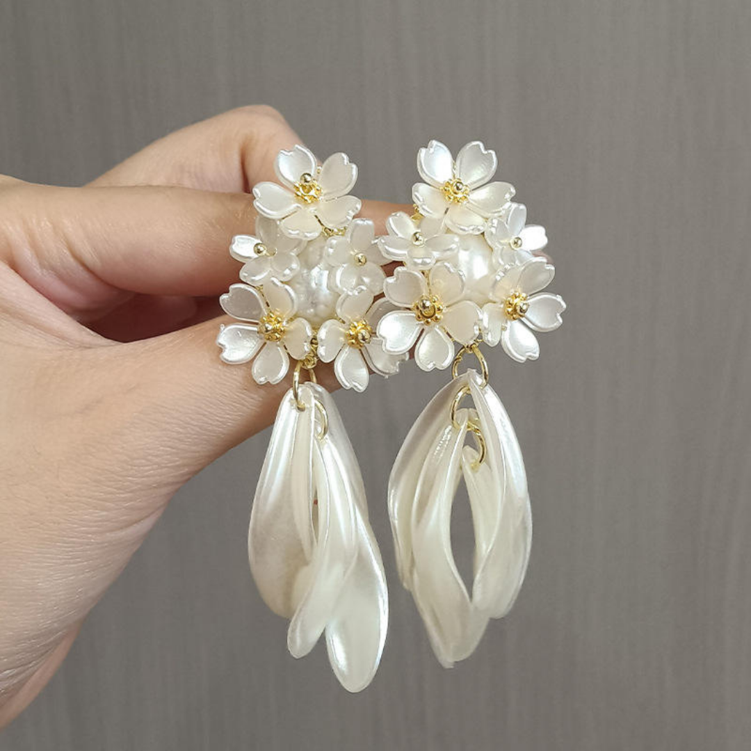 Flower Drop Statement Earrings