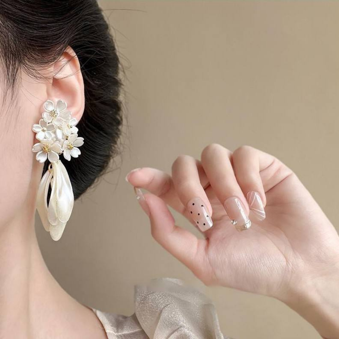 Flower Drop Statement Earrings