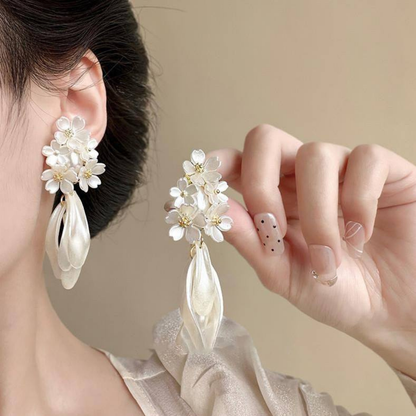 Flower Drop Statement Earrings