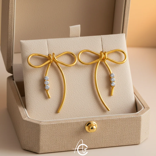 Golden Big Bow Earrings