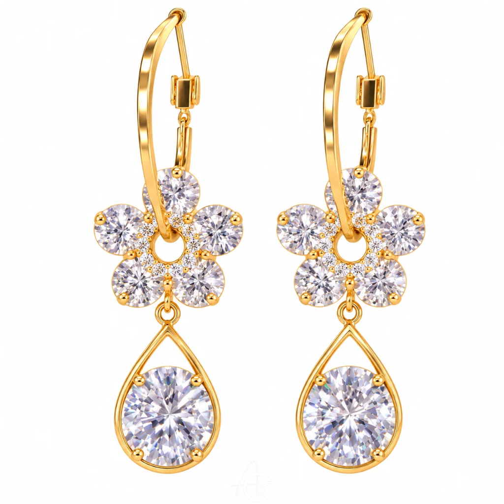 Bling Hoop Drop Earrings