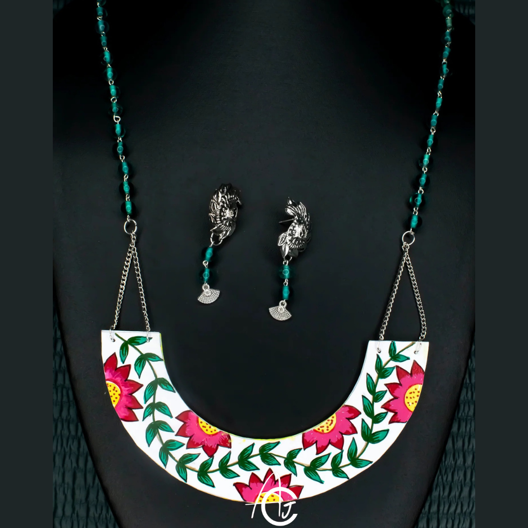 Statement Necklace set, Handpainted : Handmade