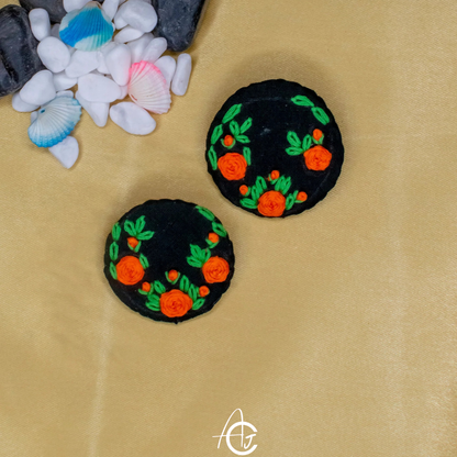 Embroidered Fabric Earrings : Handmade
