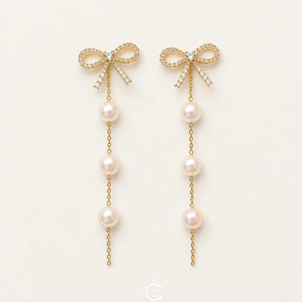 Bling Bow Drop Earrings
