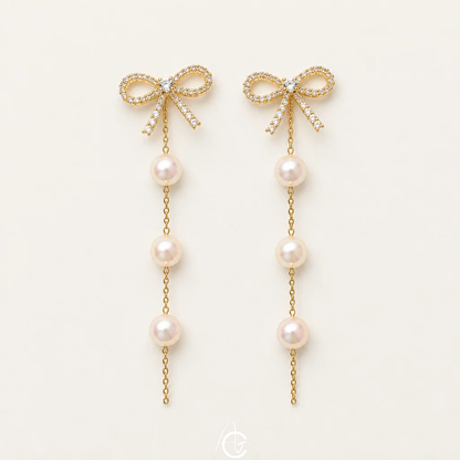 Bling Bow Drop Earrings