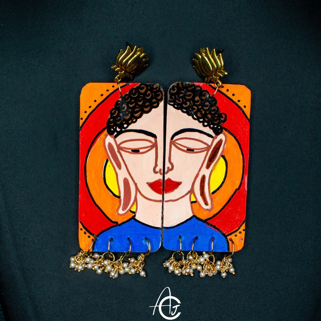 Statement earrings, Handpainted : Handmade