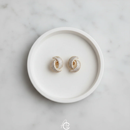 Whirl Bling Pearl Earrings