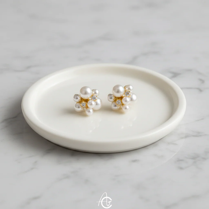 Pearls Bling Studs Earrings