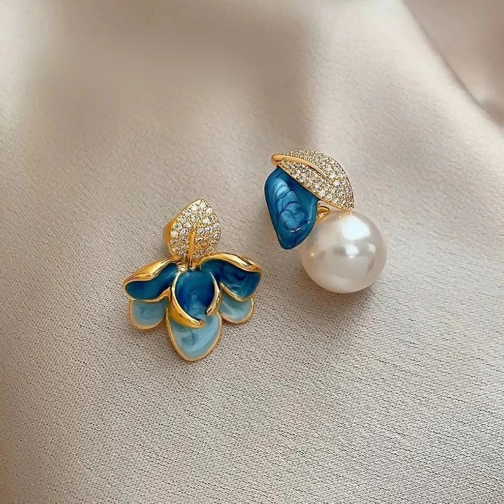 Flower And Bud Mismatch Earrings