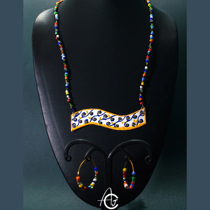 Statement Necklace set, Handpainted : Handmade