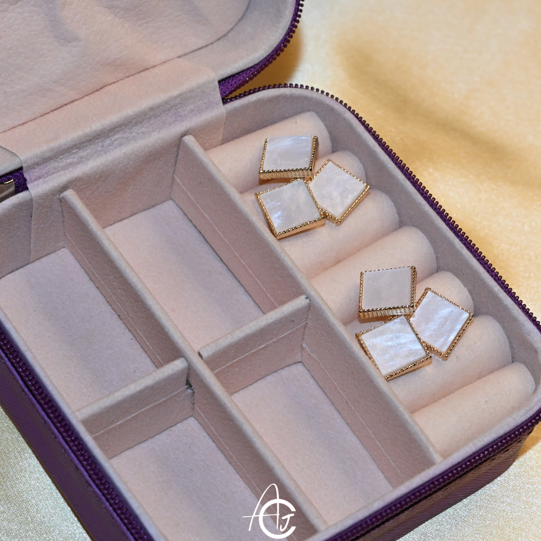 Shell Triangle Earrings Gold Tone