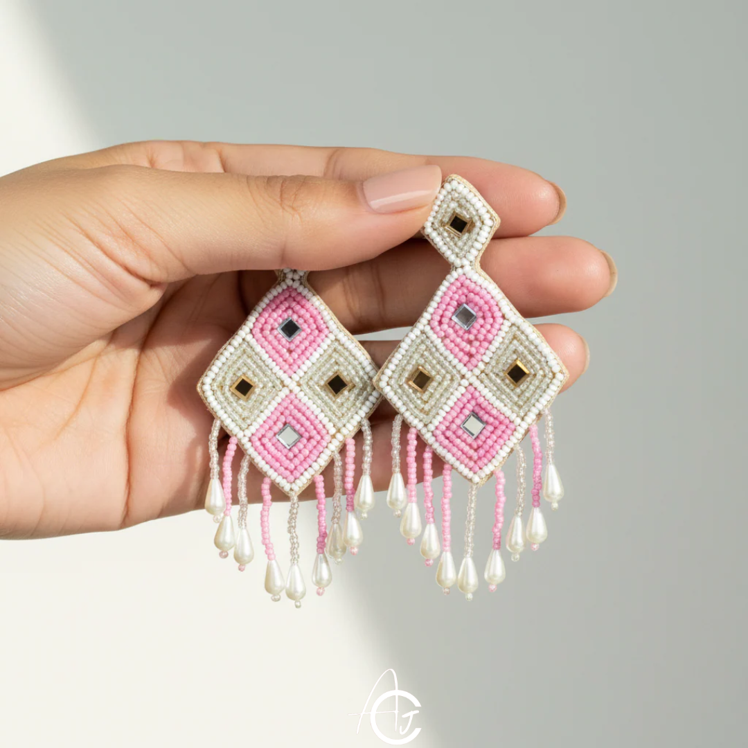 Beads Embroidered Necklace Set : Handmade