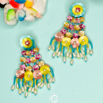 Beads Embroidered Necklace Set, Haldi Jewellery : Handmade