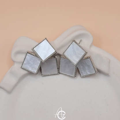 Shell Triangle Earrings Silver Tone