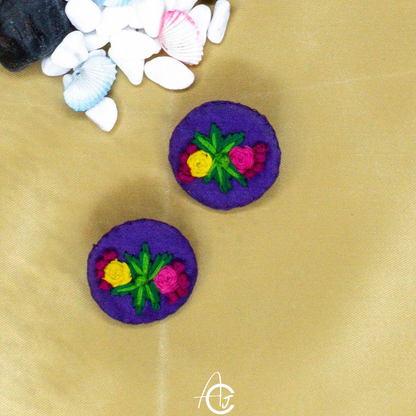 Embroidered Fabric Earrings : Handmade