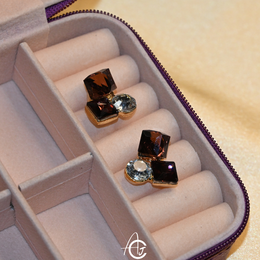Bling Prism Brown Earrings