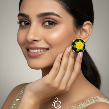 Embroidered Fabric Earrings: Handmade