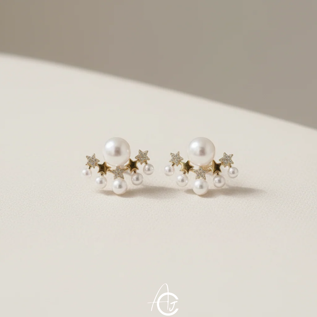 Star And Pearl Earrings