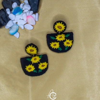 Embroidered Fabric Earrings : Handmade