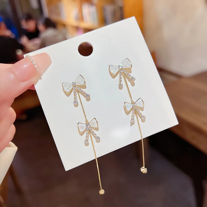 Bow Drop Bling Earrings