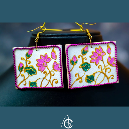 Statement Earrings, Handpainted : Handmade