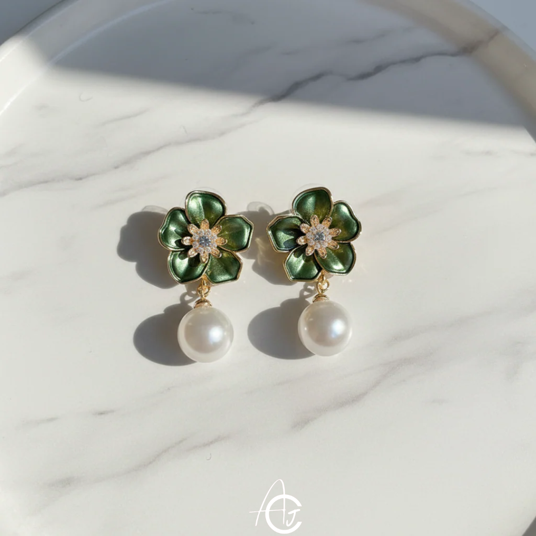 Pearl and Flower Earrings
