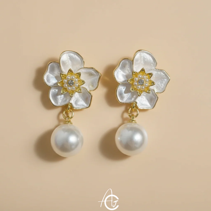 Pearl and Flower Earrings
