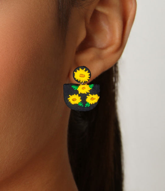 Suramya Embroidered Fabric Earrings : Handmade
