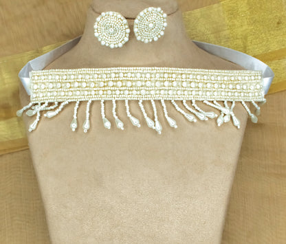 Beads Embroidered Necklace Set : Handmade