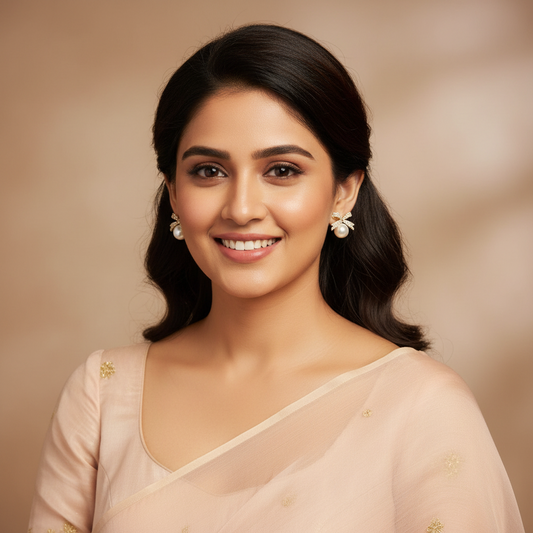 Bling Bow Pearl Earrings