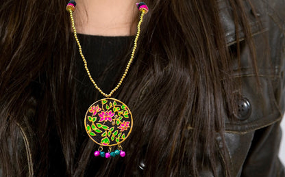 Black Royal Necklace, Handpainted : Handmade